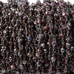 2.5-3mm Mystic Rhodolite Garnet Black Gold Chain by the foot 38 pieces (ONLINE ORDER ONLY)