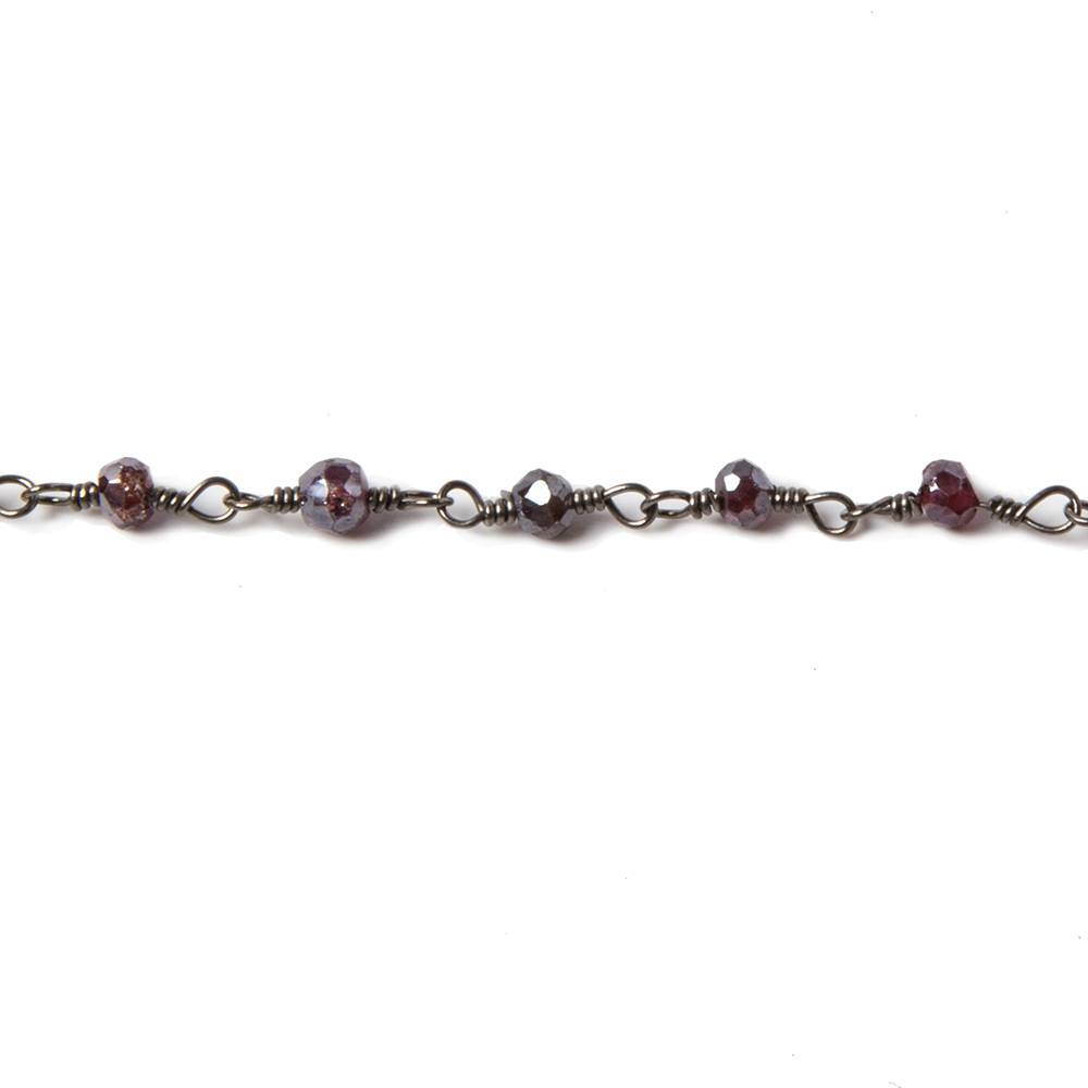 2.5-3mm Mystic Rhodolite Garnet Black Gold Chain by the foot 38 pieces (ONLINE ORDER ONLY)