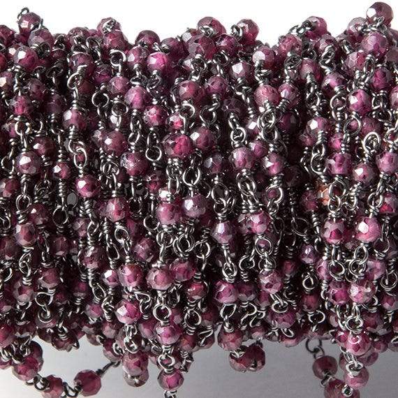 2.5-3mm Rhodolite Garnet rondelle Black Gold plated Chain by the foot 34 pieces (ONLINE ORDER ONLY)