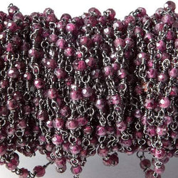 2.5-3mm Rhodolite Garnet rondelle Black Gold plated Chain by the foot 34 pieces (ONLINE ORDER ONLY)