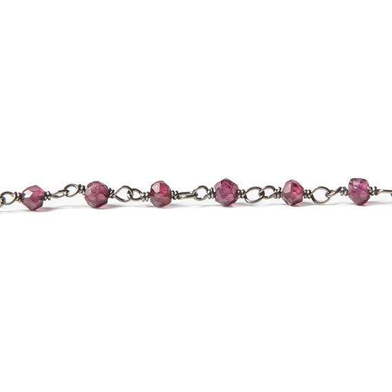 2.5-3mm Rhodolite Garnet rondelle Black Gold plated Chain by the foot 34 pieces (ONLINE ORDER ONLY)