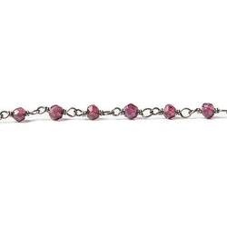 2.5-3mm Rhodolite Garnet rondelle Black Gold plated Chain by the foot 34 pieces (ONLINE ORDER ONLY)