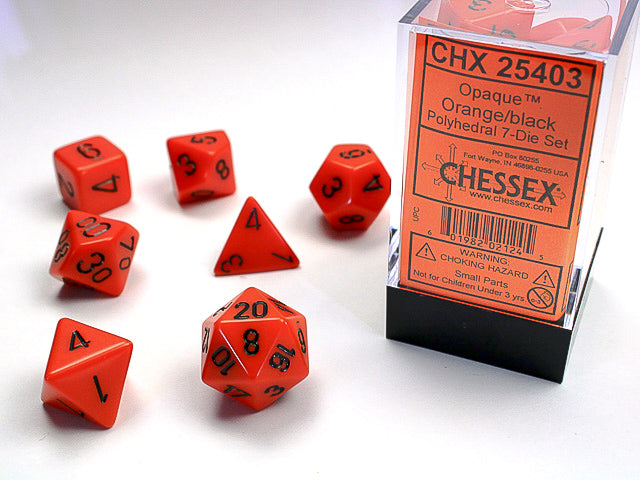 Opaque Polyhedral Orange/white 7-Die Set Dnd Dice Set (Online Only)