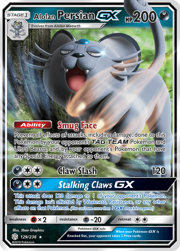 Alolan Persian GX (129/236) [Sun & Moon: Cosmic Eclipse] (Online Only)