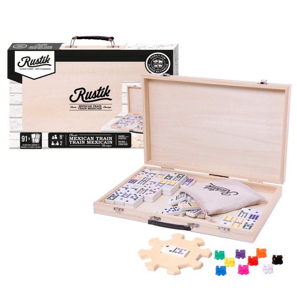 Rustik Deluxe Wood Case: Mexican Train Game