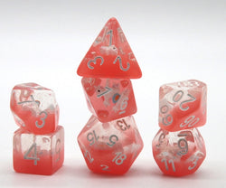 Red Nobel Unicorn Resin Glitter White Numbers 7-Dice Set Rpg (Online Only)