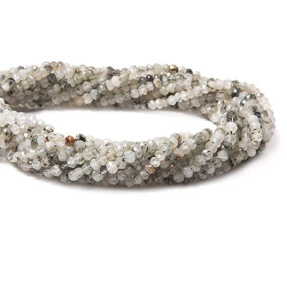 2.5mm Black Tourmalinated Quartz Faceted Rondelles 14 inch 179 beads (ONLINE ORDER ONLY)
