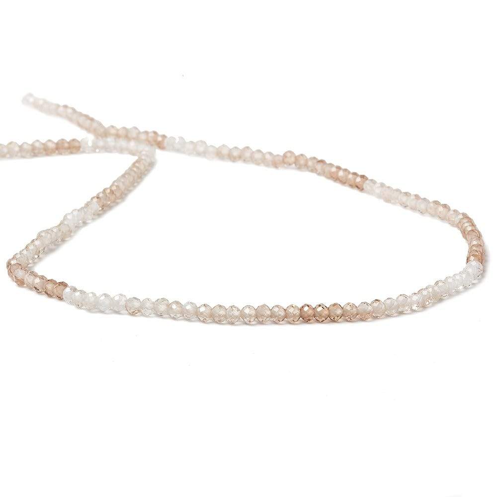 2.5mm Champagne & White Topaz Micro Faceted rondelles 13 inch 154 beads