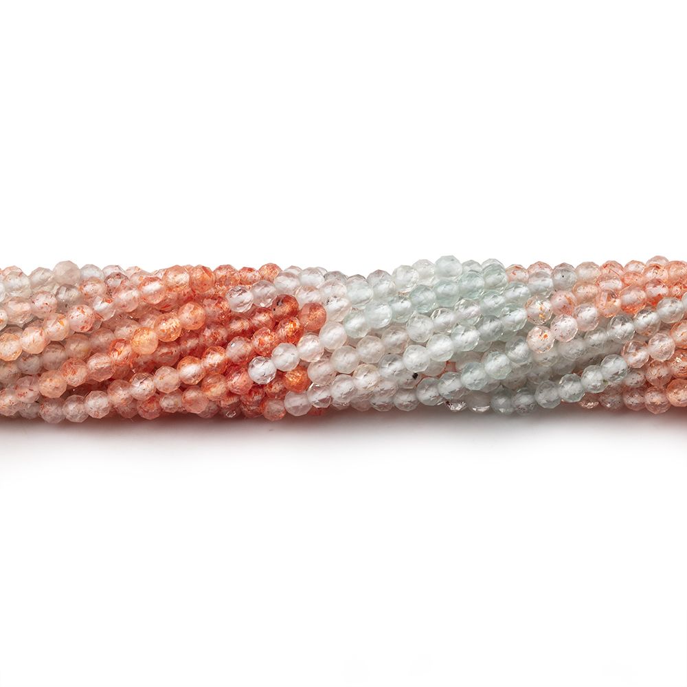 2.5mm Madagascar Sunstone Micro Faceted Round Beads 12 inch 132 pieces