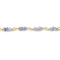 2.5mm Matte Blue Sapphire Plain Rondelle Trio on Vermeil Chain by the Foot 87 Beads (ONLINE ORDER ONLY)