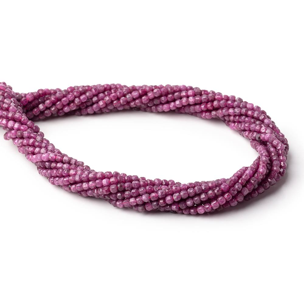 2.5mm Ruby Micro Faceted Cube Beads 15.25 inch 150 pieces (ONLINE ORDER ONLY)