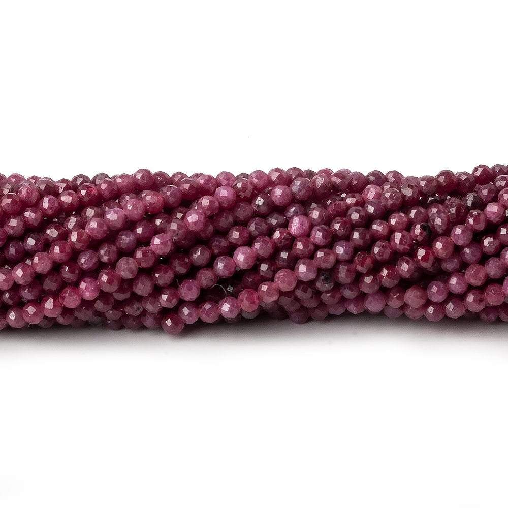 2.5mm Ruby micro faceted round beads 12.5 inch 145 pieces AA (ONLINE ORDER ONLY)