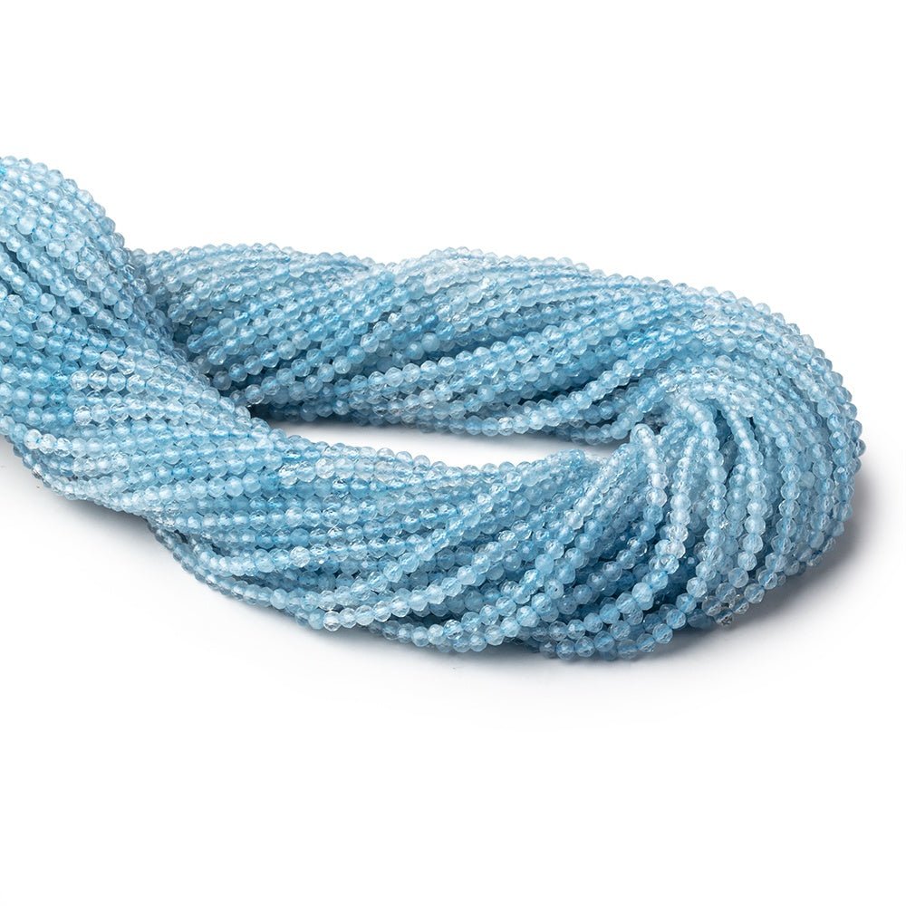 2.5mm Shaded Aquamarine Micro Faceted Round Beads 12.25 inch 136 pieces (ONLINE ORDER ONLY)