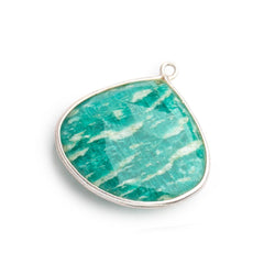 25mm Sterling Silver Bezeled Russian Amazonite Faceted Heart Focal Bead 1 piece (ONLINE ORDER ONLY)