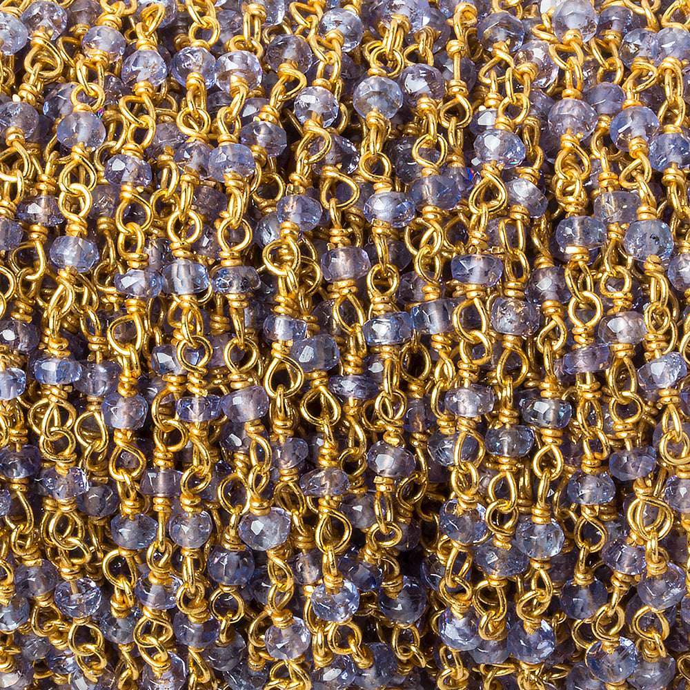 2.5mm Tanzanite faceted rondelle Vermeil Chain by the foot 44 beads (ONLINE ORDER ONLY)