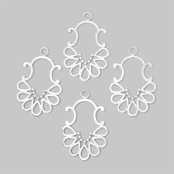 25x19mm Brushed Filigree Charm Set of 4 pieces