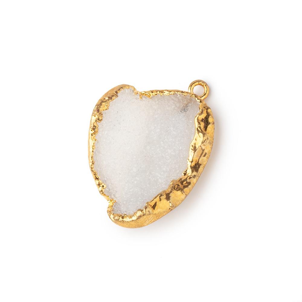 25x20x9mm 22kt Gold Leaf Edged Snow White Drusy Focal Pendant 1 piece (ONLINE ORDER ONLY)