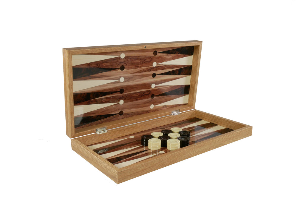 Backgammon- 19" Burlwood Decoupage Folding Backgammon Set (ONLINE ORDER ONLY)