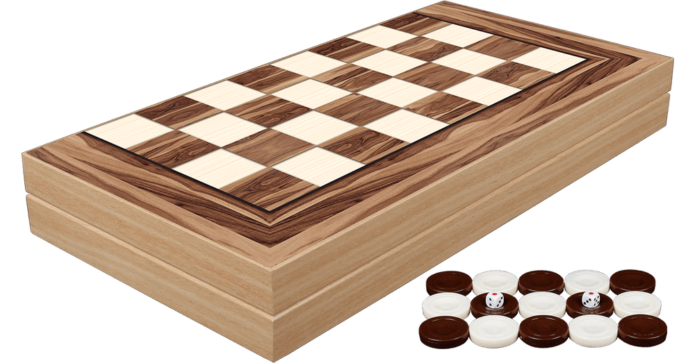 Backgammon - 19" American Walnut Decoupage Backgammon Set (ONLINE ORDER ONLY)