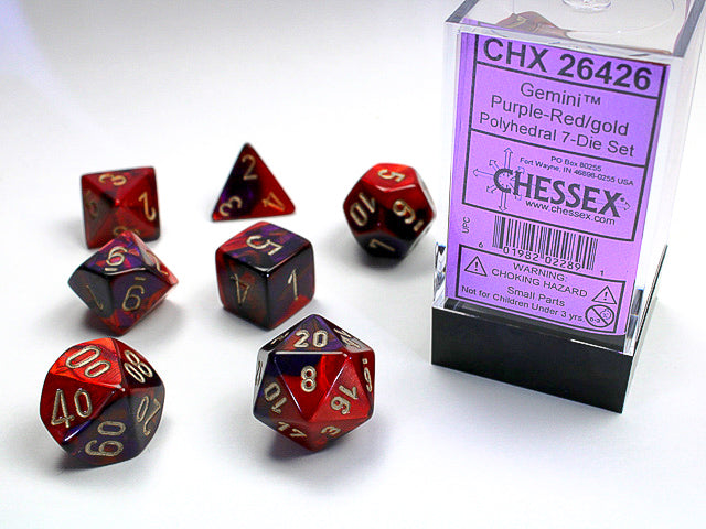 Gemini® Mini-Polyhedral Purple-Red/gold 7-Die Set (Mini Poly Release 2) (Online Only)