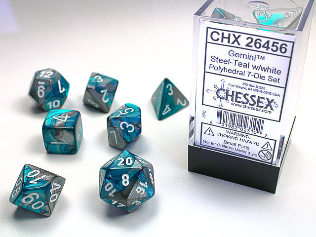 Gemini® Mini-Polyhedral Steel-Teal/white 7-Die Set (Mini Poly Release 2) (Online Only)
