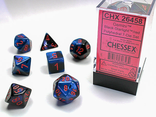 Gemini® Mini-Polyhedral Black-Starlight™/red 7-Die Set (Mini Poly Release 2) (Online Only)