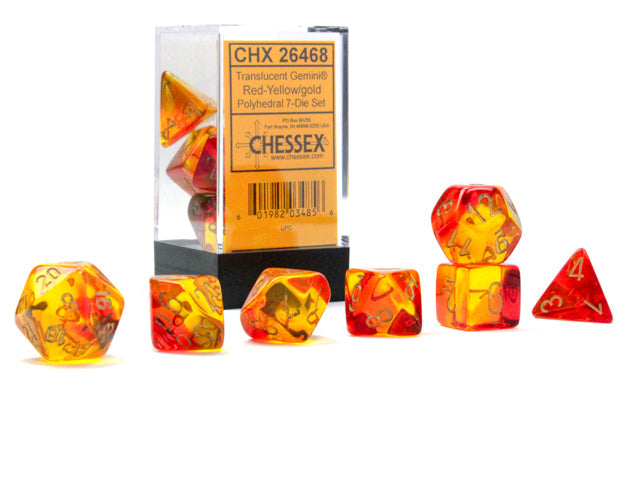 Gemini® Polyhedral Translucent Red-Yellow/gold 7-Die Set /16mm/12mm (Online Only)