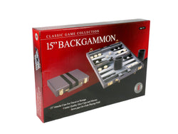 Backgammon- 15" Grey Vinyl Backgammon Set (ONLINE ORDER ONLY)