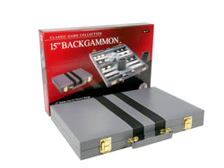 Backgammon- 15" Grey Vinyl Backgammon Set (ONLINE ORDER ONLY)