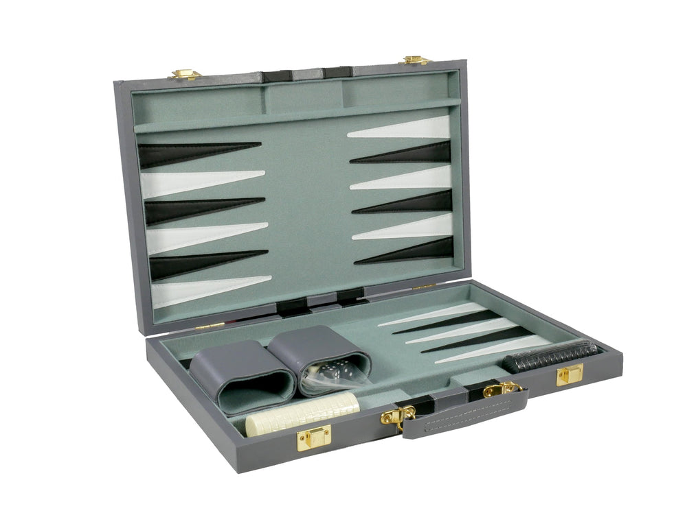 Backgammon- 15" Grey Vinyl Backgammon Set (ONLINE ORDER ONLY)