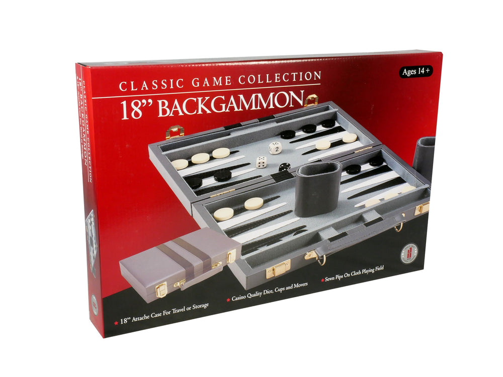 Backgammon- 18" Grey Vinyl Backgammon Set with Stripe (ONLINE ORDER ONLY)
