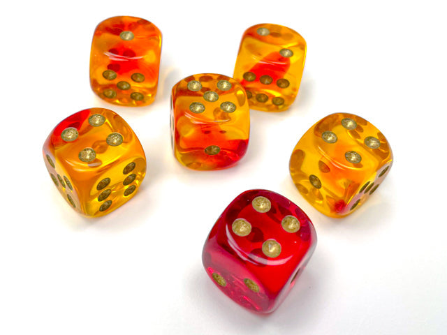 Gemini® Polyhedral Translucent Red-Yellow/gold 7-Die Set /16mm/12mm (Online Only)
