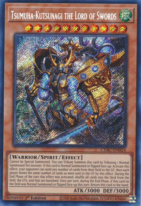 Tsumuha-Kutsunagi the Lord of Swords [CYAC-EN024] Secret Rare (ONLINE ORDER ONLY)
