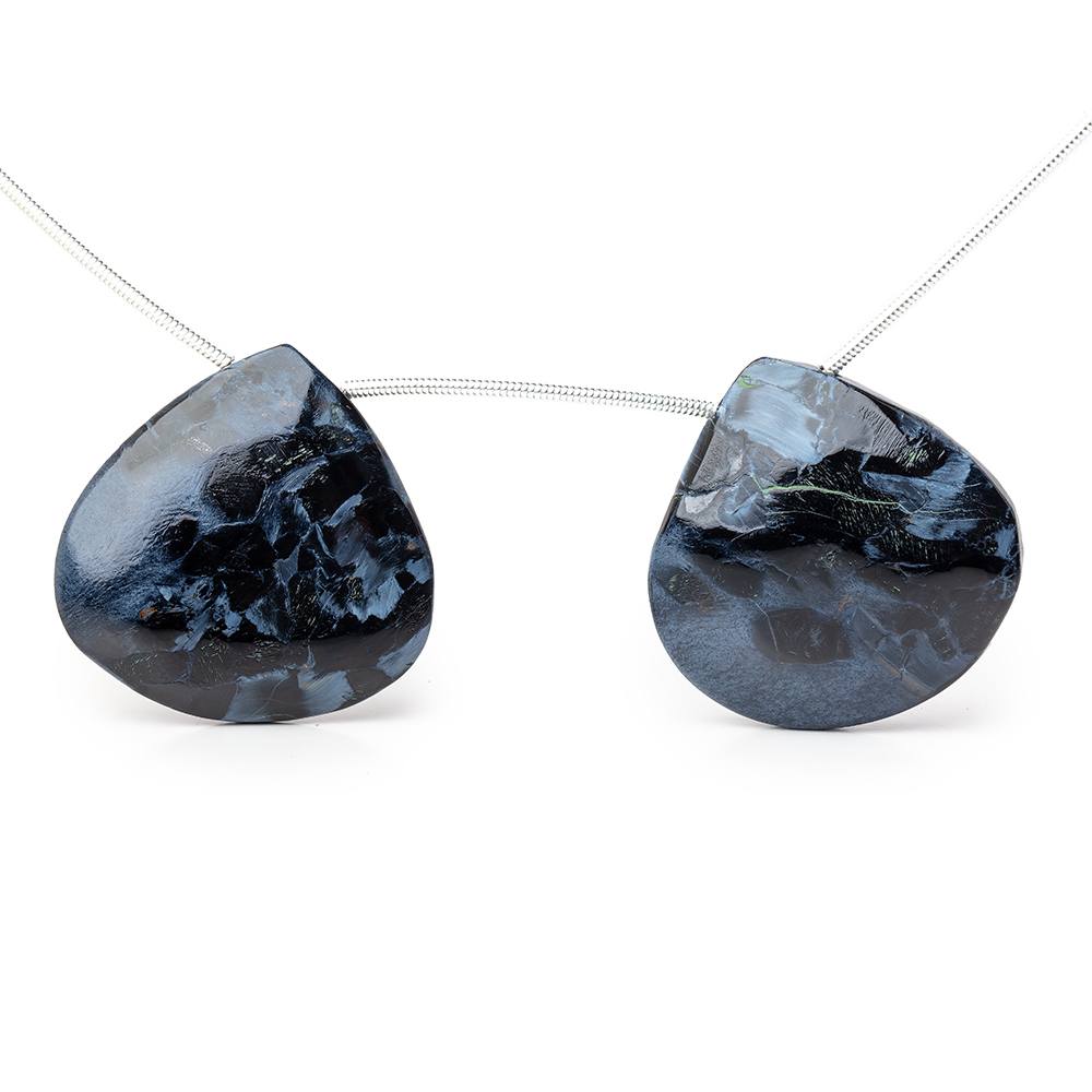 27mm Pietersite Plain Heart Focal Beads Set of 2 (ONLINE ORDER ONLY)