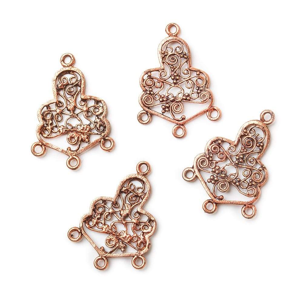 26x15mm Copper Drop Scroll with 3 Drops Set of 4 (ONLINE ORDER ONLY)