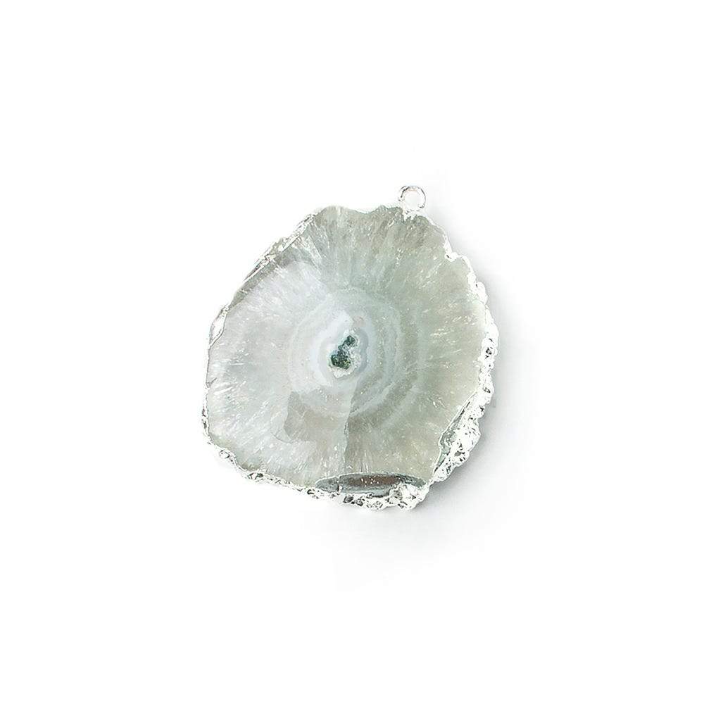 26x21mm Silver leafed Solar Quartz Slice Pendant 1 piece (ONLINE ORDER ONLY)