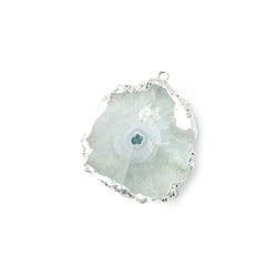 26x21mm Silver leafed Solar Quartz Slice Pendant 1 piece (ONLINE ORDER ONLY)