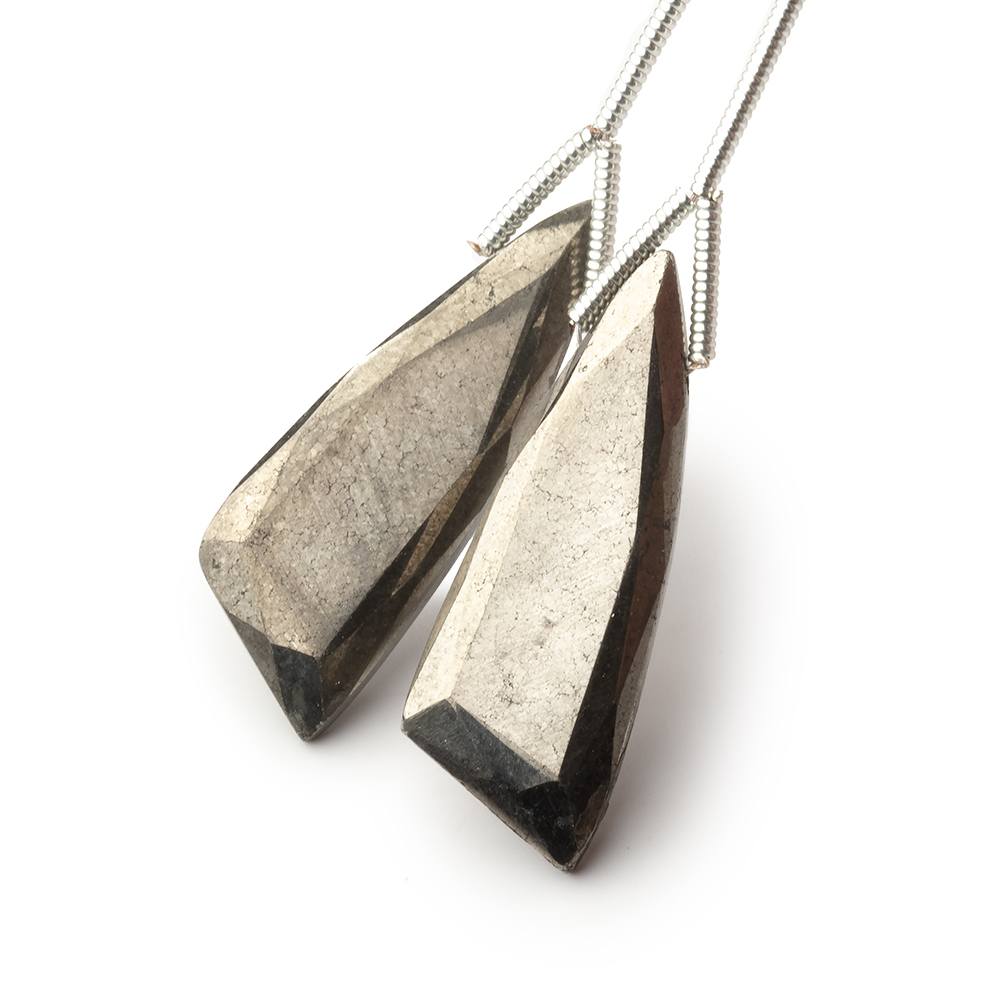27x10mm Pyrite Fancy Shape Briolette Set of 2 Focals (ONLINE ORDER ONLY)