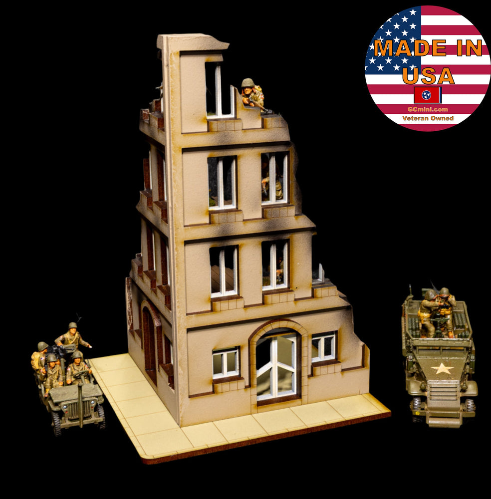 28mm European Corner Building - 28MMDF524-2 (Painted and Assembled) (Online Order Only)