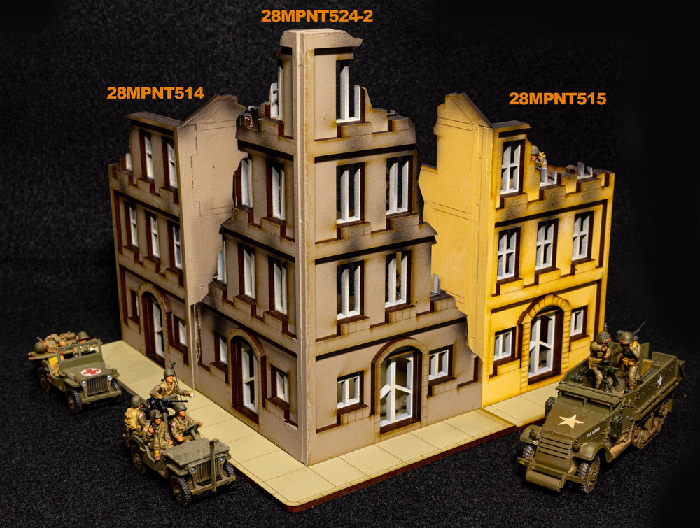 28mm European Corner Building - 28MMDF524-2 (Painted and Assembled) (Online Order Only)