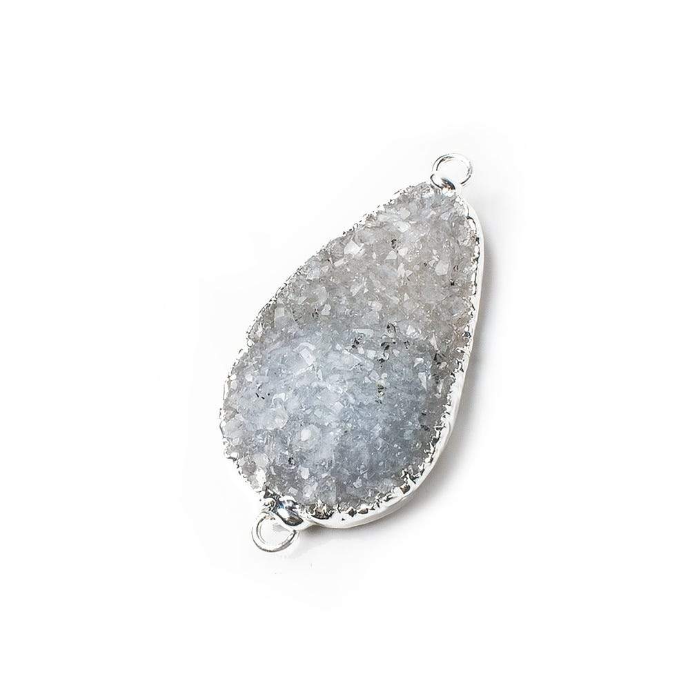 28x17x4mm Silver Leaf Silver Grey Agate Drusy Free Shape Connector 1 piece (ONLINE ORDER ONLY)