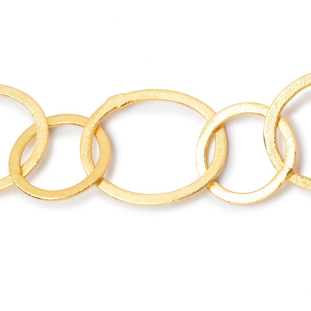 28x23mm & 20mm 22kt Gold plated Brushed Oval & Round Link Chain