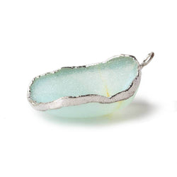 28x26x9mm Silver Leafed Seafoam Blue Drusy Pendant 1 piece (ONLINE ORDER ONLY)