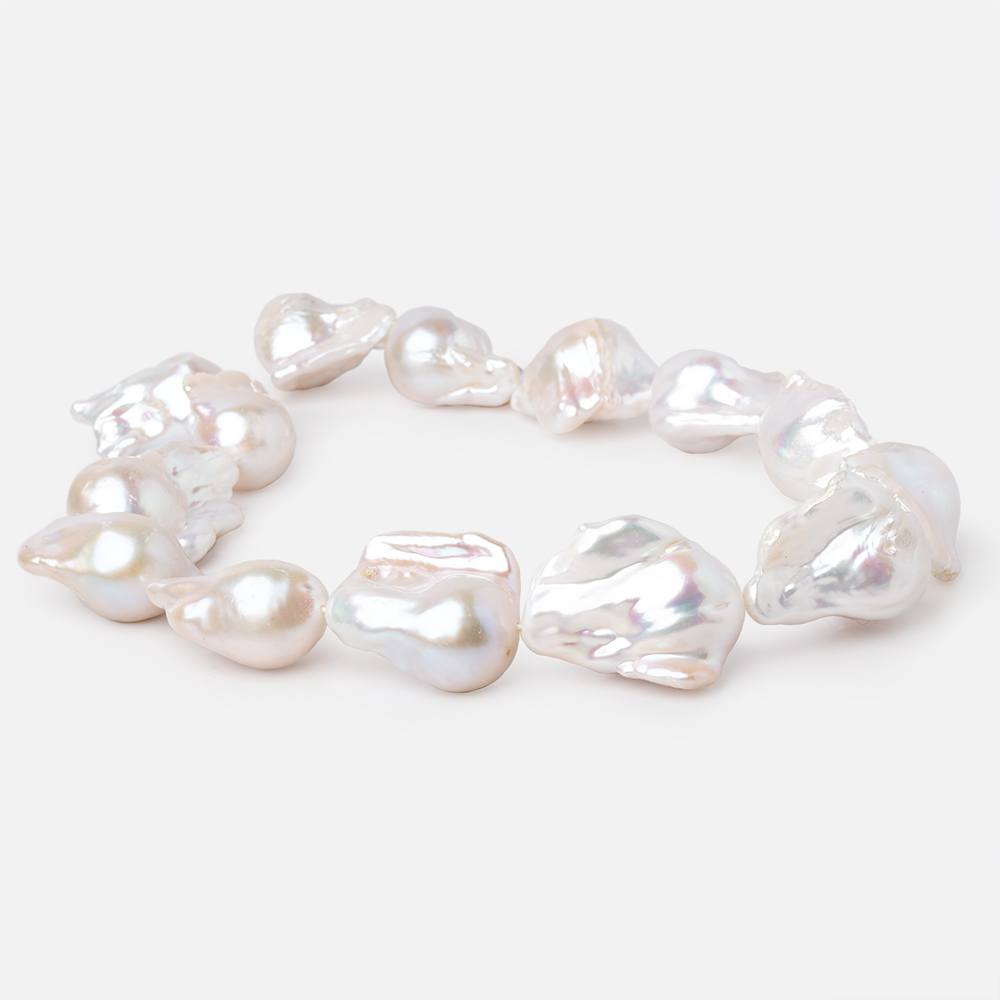 29-32mm Off White Ultra Baroque Freshwater Pearls 16 inch 14 Beads AAA