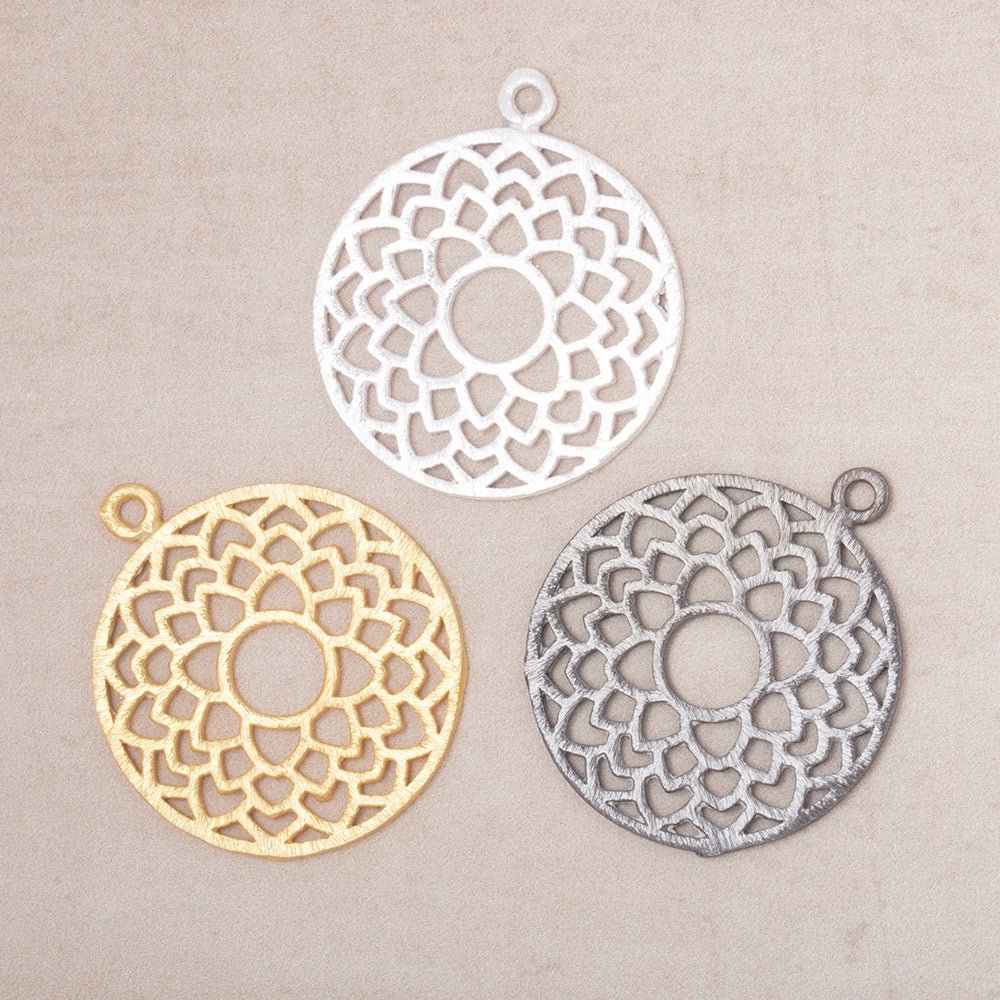 29.5mm Brushed Filigree Coin Charm Set of 2 pieces (ONLINE ORDER ONLY)