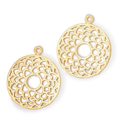 29.5mm Brushed Filigree Coin Charm Set of 2 pieces (ONLINE ORDER ONLY)