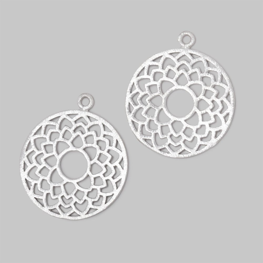 29.5mm Brushed Filigree Coin Charm Set of 2 pieces (ONLINE ORDER ONLY)
