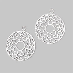 29.5mm Brushed Filigree Coin Charm Set of 2 pieces (ONLINE ORDER ONLY)