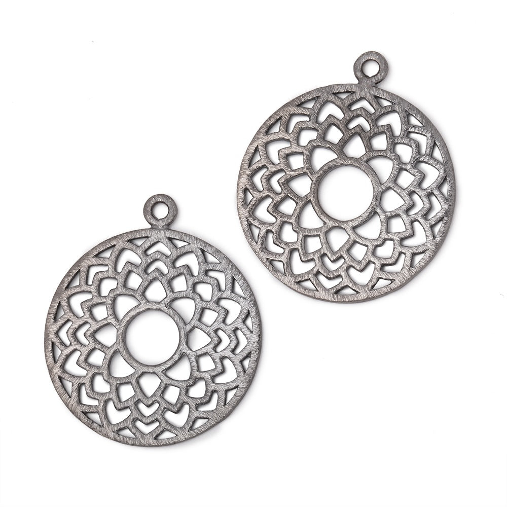 29.5mm Brushed Filigree Coin Charm Set of 2 pieces (ONLINE ORDER ONLY)