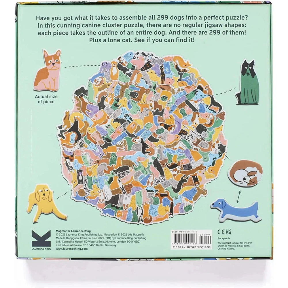 299 Dogs & a cat 300 Piece Cluster Puzzle Laurence King (ONLINE ORDER ONLY)